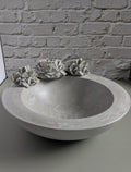 Large Concrete Bowl, Cement, Trinket, Jewelry, Storage, Planter, Succulent, Solid Concrete with Flowers