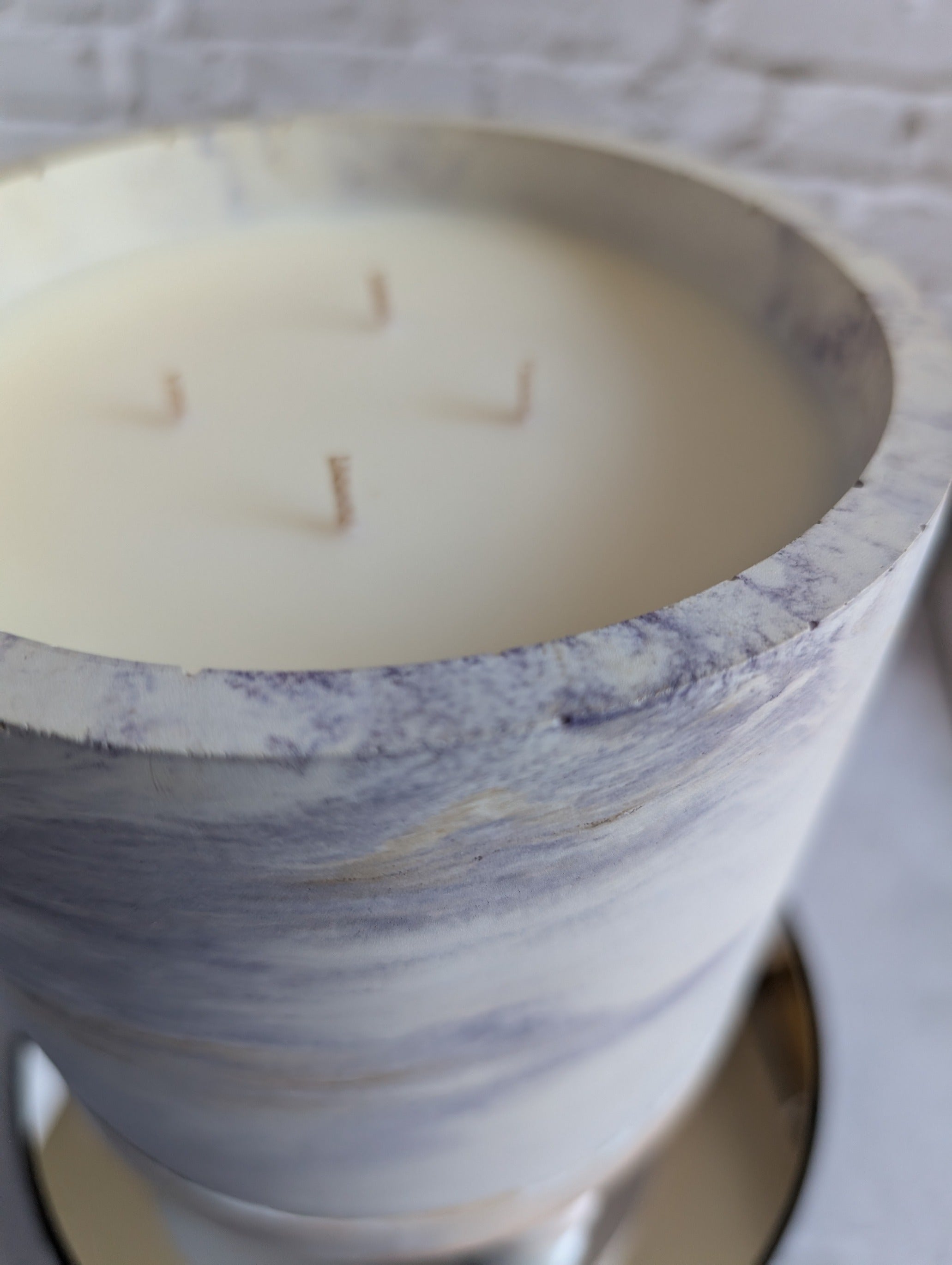 Large, 32oz 4-wick Candle, Concrete Candle, Cement Bowl, Reuseable, With Feet
