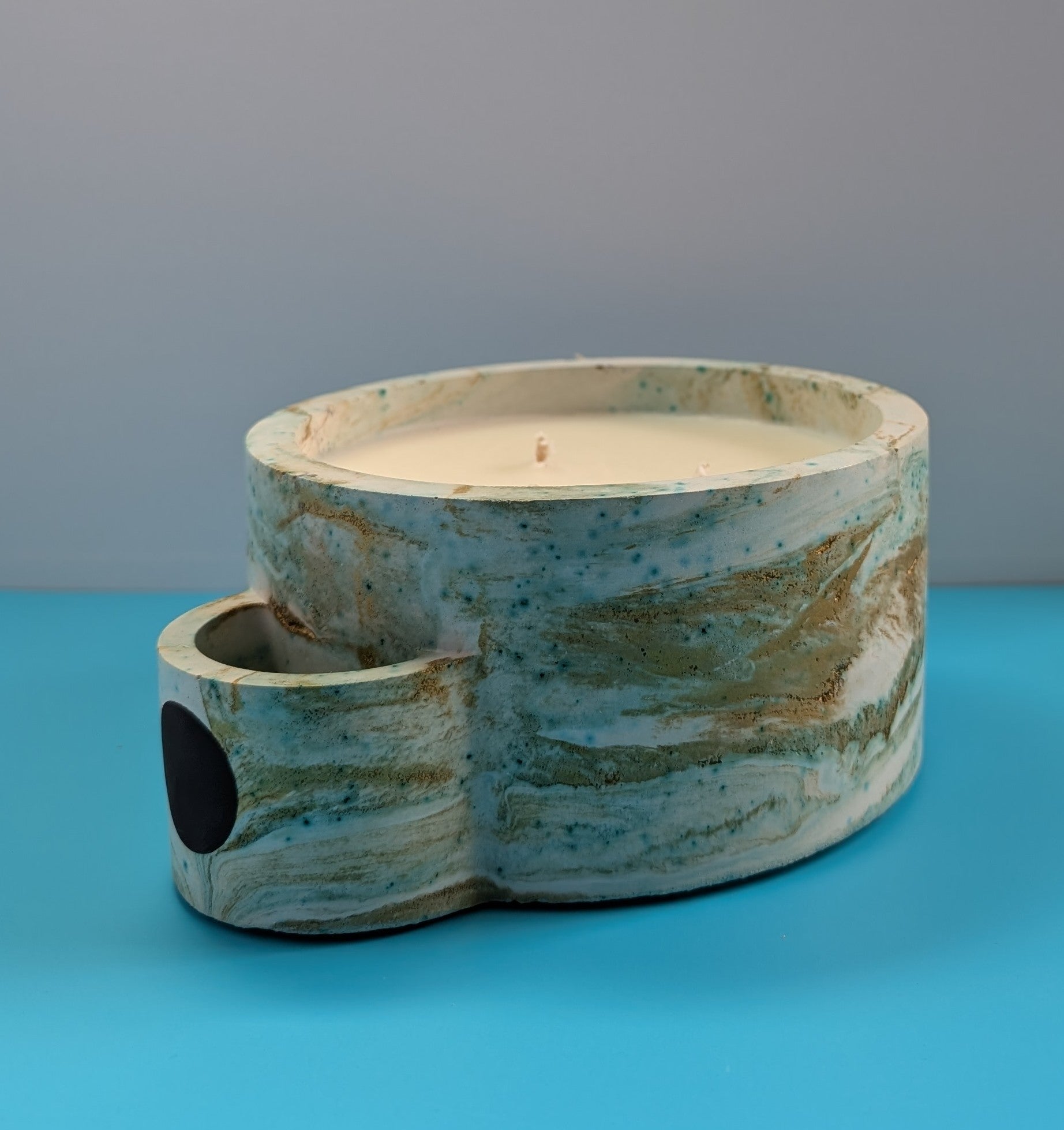 Candle, Concrete Candle, Match Holder 15 oz. Olive Oil Wax