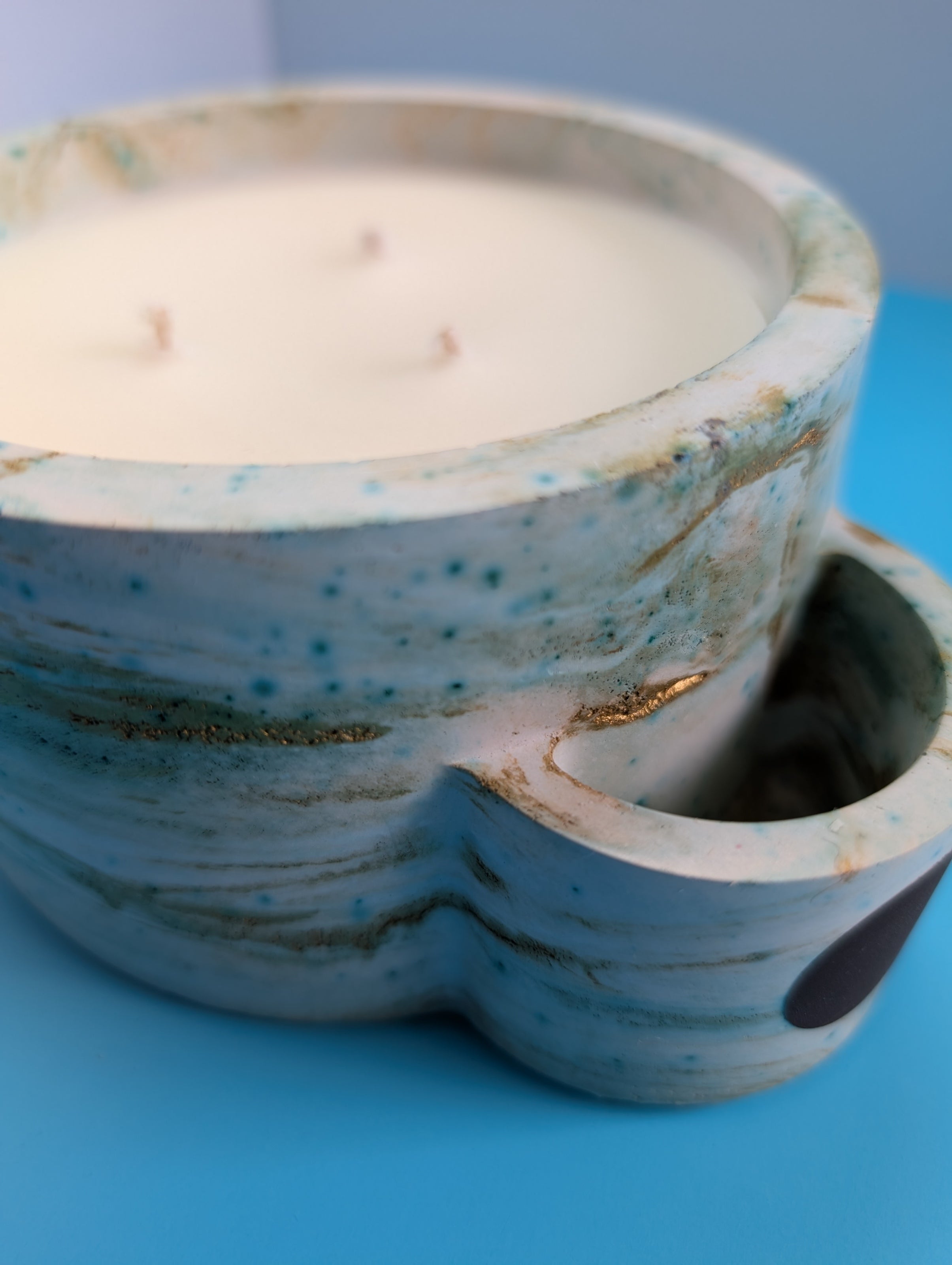 Candle, Concrete Candle, Match Holder 15 oz. Olive Oil Wax