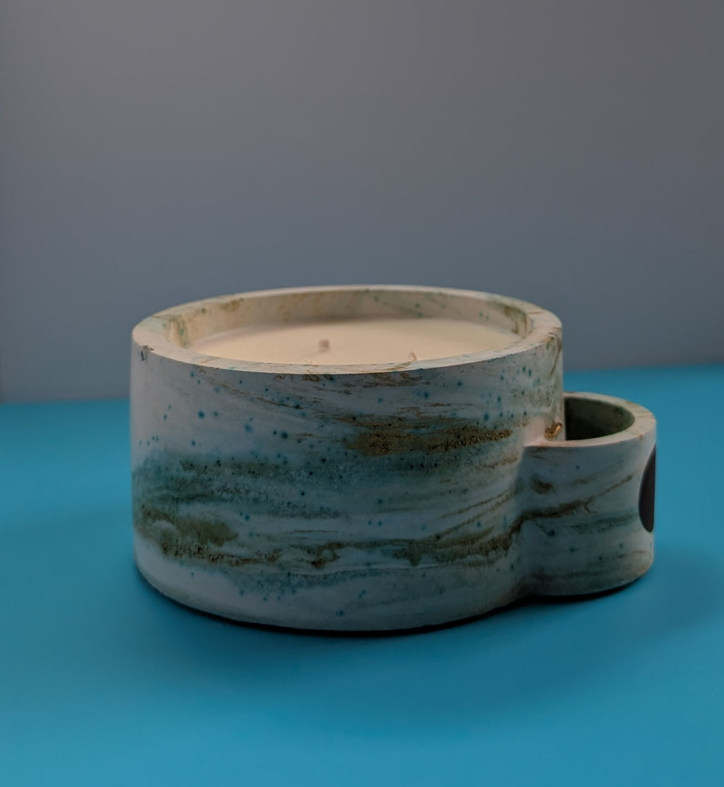 Candle, Concrete Candle, Match Holder 15 oz. Olive Oil Wax