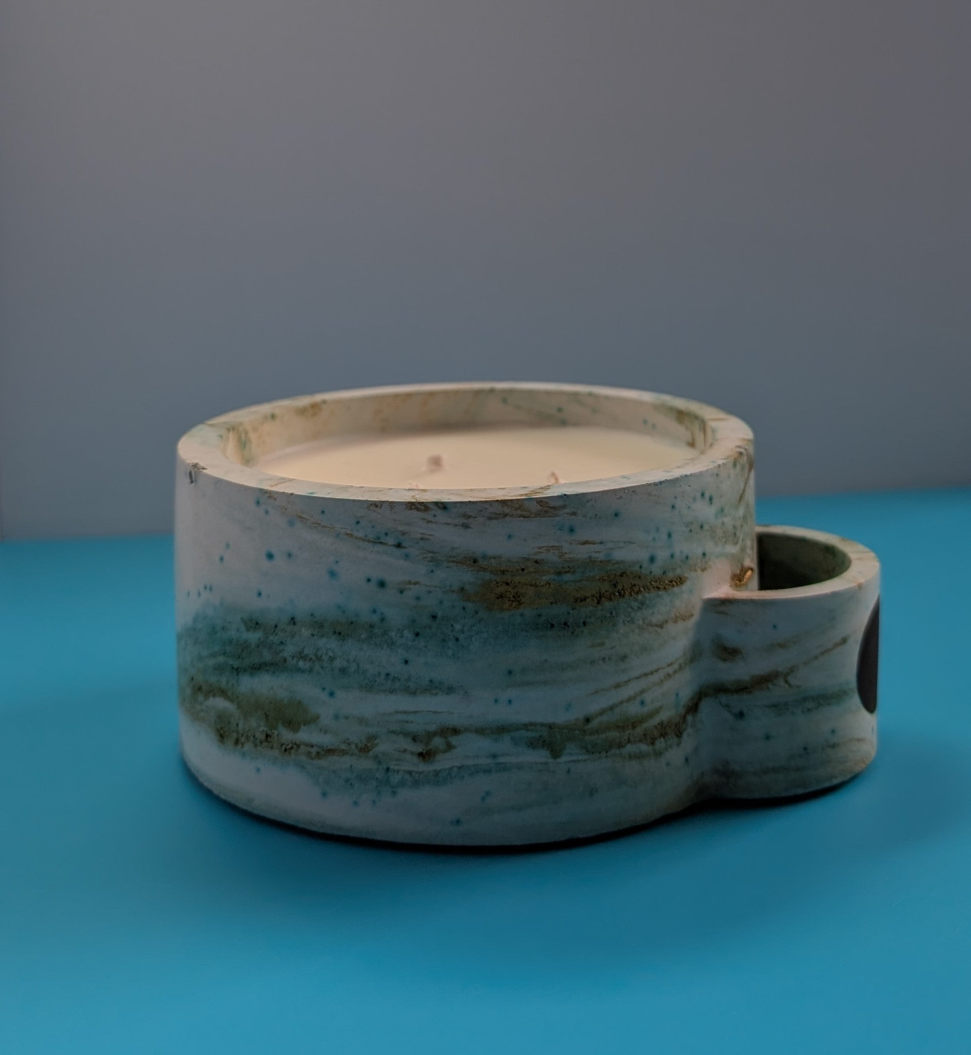 Candle, Concrete Candle, Match Holder 15 oz. Olive Oil Wax