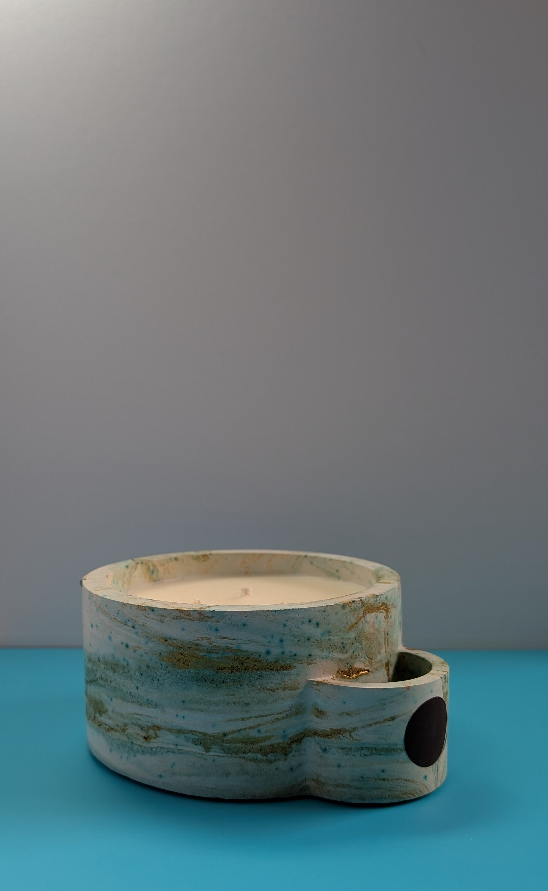 Candle, Concrete Candle, Match Holder 15 oz. Olive Oil Wax