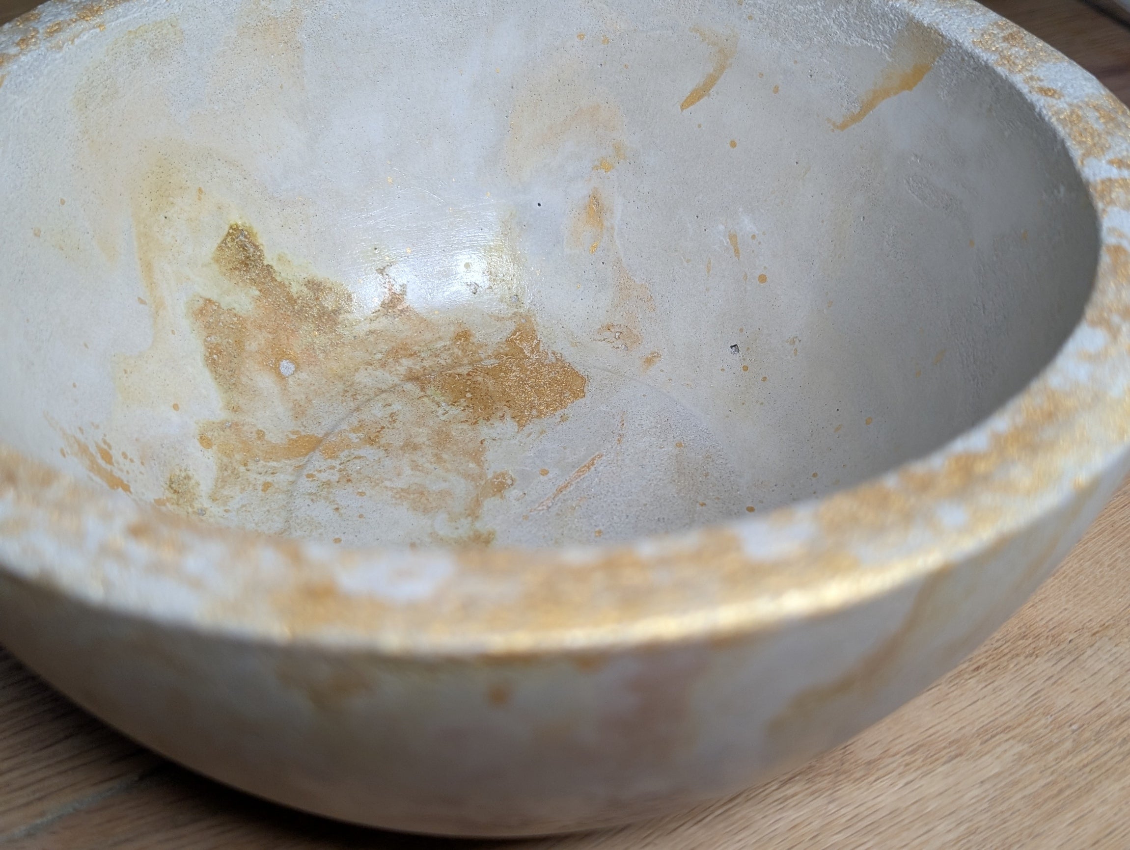 Large Bowl, Gold and Cream, Concrete Bowl, Trinket, Jewelry, Storage, Planter, Succulent