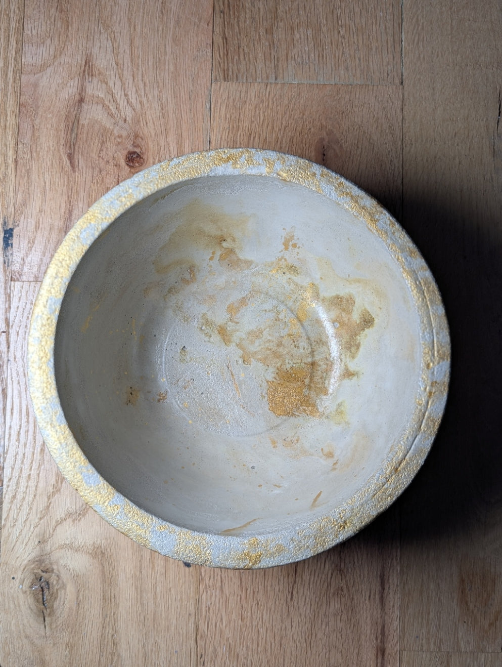 Large Bowl, Gold and Cream, Concrete Bowl, Trinket, Jewelry, Storage, Planter, Succulent