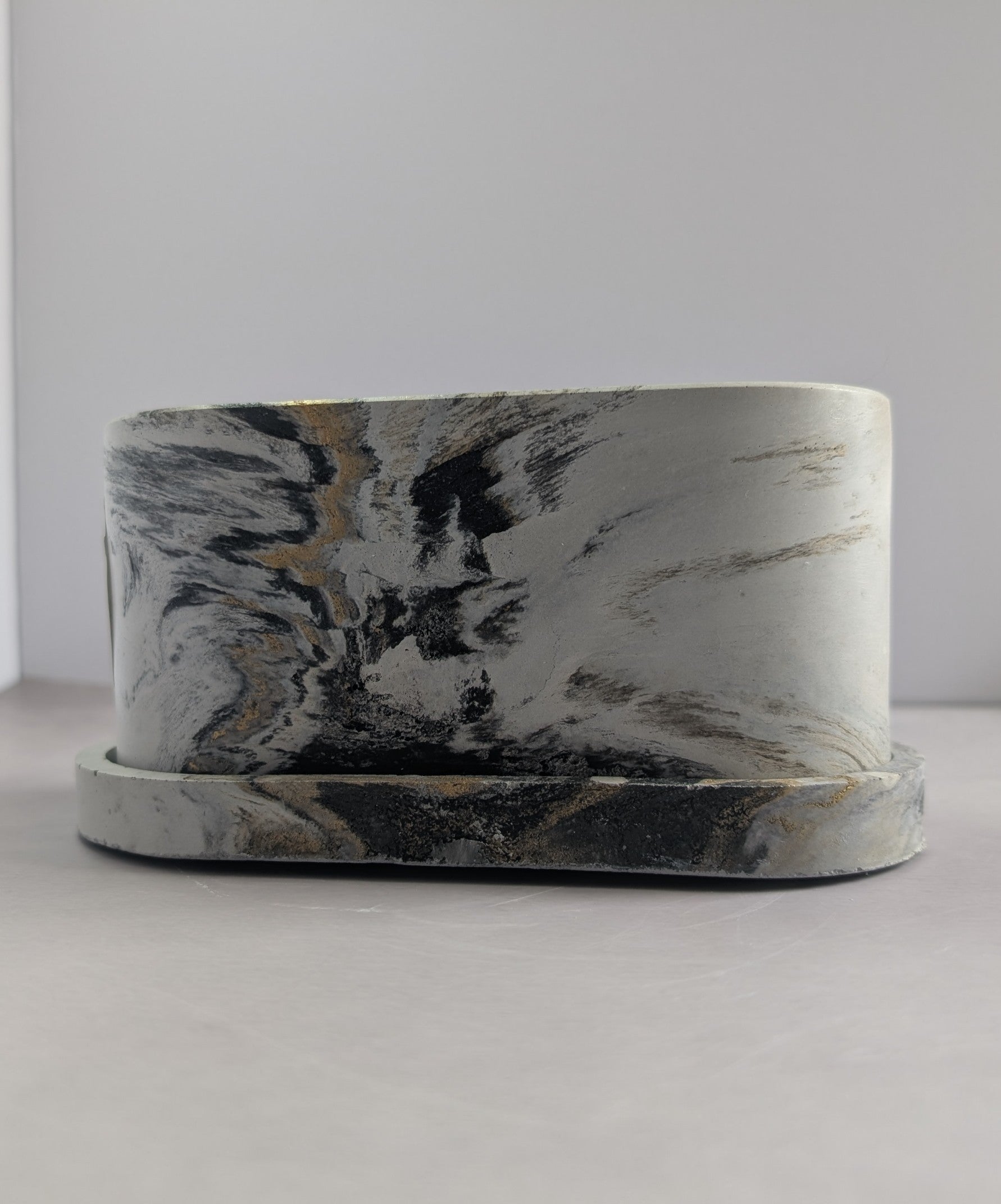 Candle, Three-Wick, Concrete Candle, Oval 12 oz. Olive Oil Wax